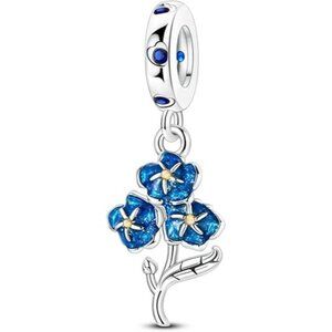 Glazed Forget-Me-Not  Cool 925 Sterling Silver Charms Hypoallergenic Beads